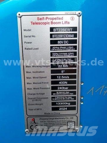 Dingli BT22BERT 22,5m Teleskopbühne 2x vorh. رافعات سلة مفصلية