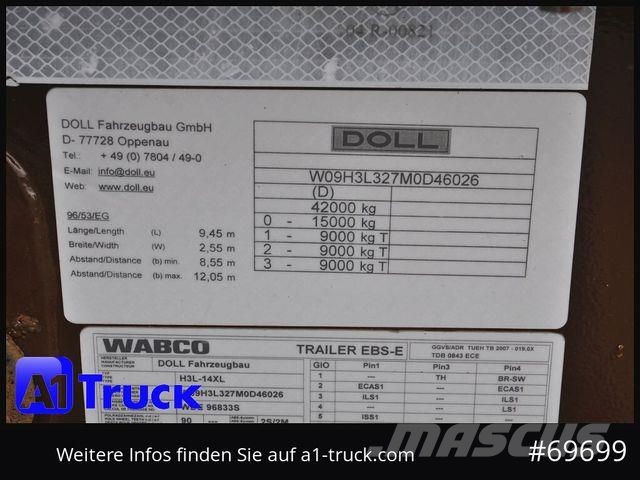 Doll H3L-14XL Holz Tele, Lenkachse 275 tkm. Semirremolque de transporte de madera