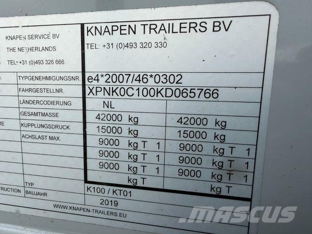 Knapen Walkingfloor 92m3 Floor 10 mm 2019 year Sanduk poluprikolice