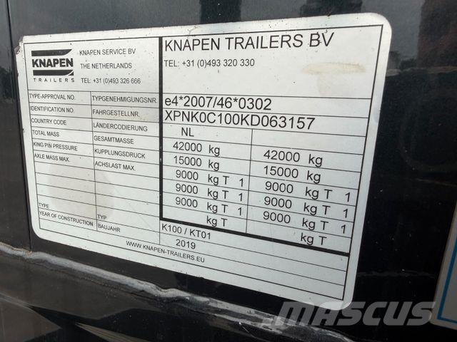 Knapen Walkingfloor 92m3 Floor 10 mm 2019 year Gesloten opleggers