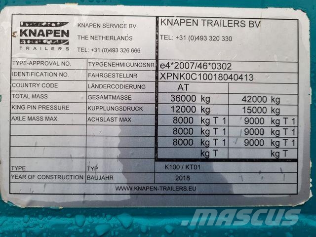 Knapen Walkingfloor 92m3 Floor 10 mm 2018 year Semirremolques de carrocería de cajas