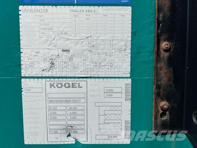 Kögel S18 Pritsche+Plane/MEGA/EDSCHA/13,6m/22980kg/BPW 커튼사이더 세미 트레일러