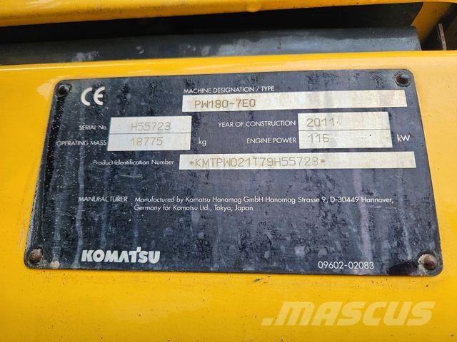 Komatsu PW 180 - 7 *2011*14.095h*Mono-Boom*4 × Pratze* Gumikerekes kotrók