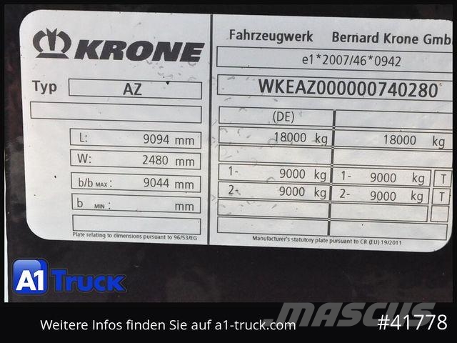 Krone AZW 18, Reifen 85%, TÜV 02/2027, Containeranhänger