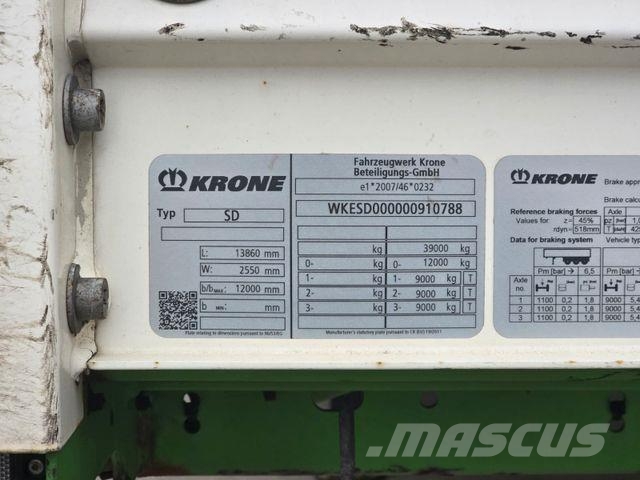 Krone SD * 3X VORHANDEN* SAFETY ROOF * BPW * LIFT * Curtainsider semi-trailers
