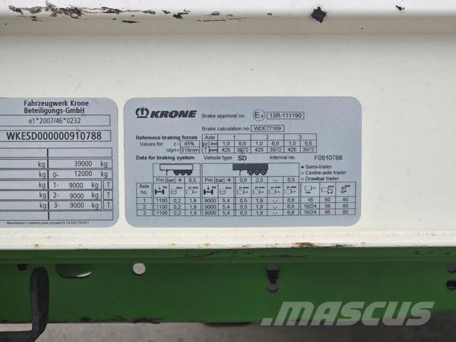 Krone SD * 3X VORHANDEN* SAFETY ROOF * BPW * LIFT * Curtainsider semi-trailers