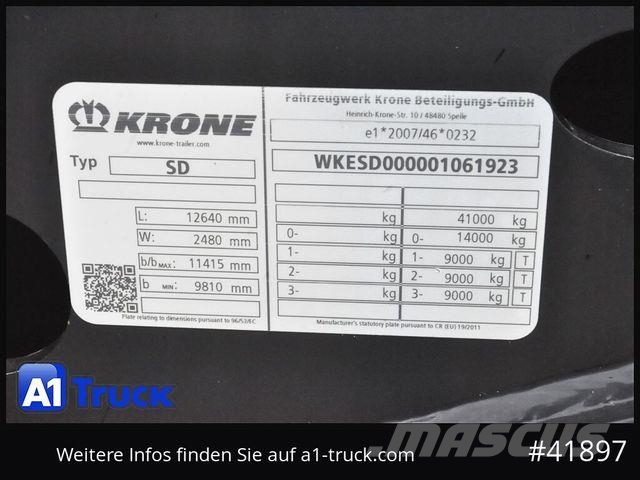 Krone SDC 27 Container, Heckausschub, Lift, wenig benu Tieflader-Auflieger