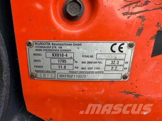 Kubota KX 018-4 Minigraafmachines < 7t