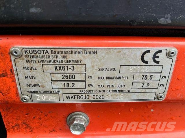 Kubota Minibagger KX 61 Minibagger 2337h, incl. Grabn+T Miniexcavadoras
