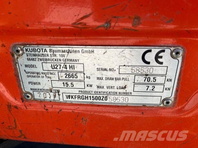 Kubota Minibagger U 27 - 4 Minibagger HI Kurzheck 1928h Mini excavators < 7t (Mini diggers)