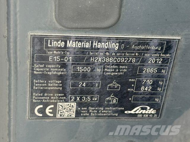 Linde E15-01 Hubhöhe 5,5m, Seitenschieber Elektrostapler
