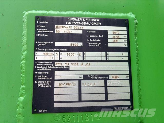 Lindner &amp; Fischer TAH 185 L | A1+A3*Oben/Unten Prikolice cisterne