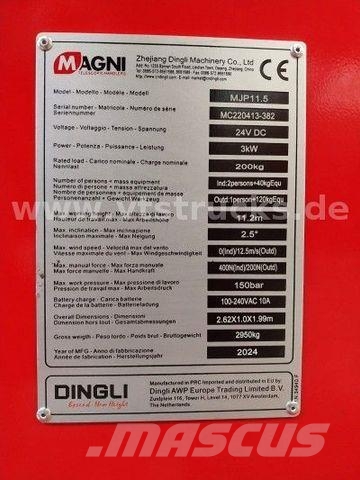 Magni MJP11,5AC 11,2m Vertikalmastbühne 2x vorh. Zglobne podizne platforme