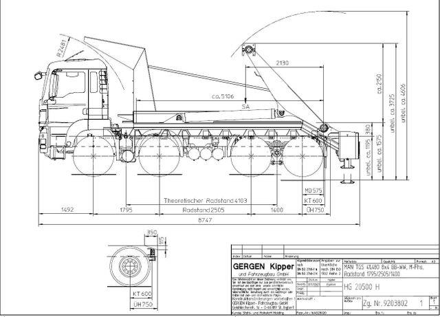 MAN 41.480 TGS 8x4, gr. Federpaket, 37tkm, 4-Achser Cable lift demountable trucks