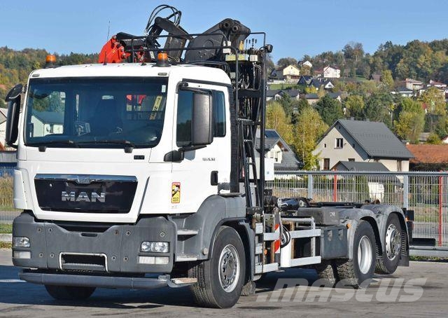 MAN TGS 26.360 Abrollkipper* KESLA 2114 Z * TOP Камиони с кран с кука
