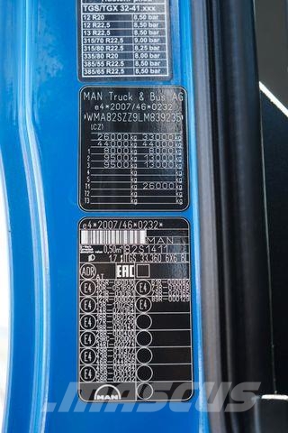 MAN TGS / 33.360 / 6 X 6 / E 6 / HAKOWIEC / MANUAL Φορτηγά ανατροπή με γάντζο