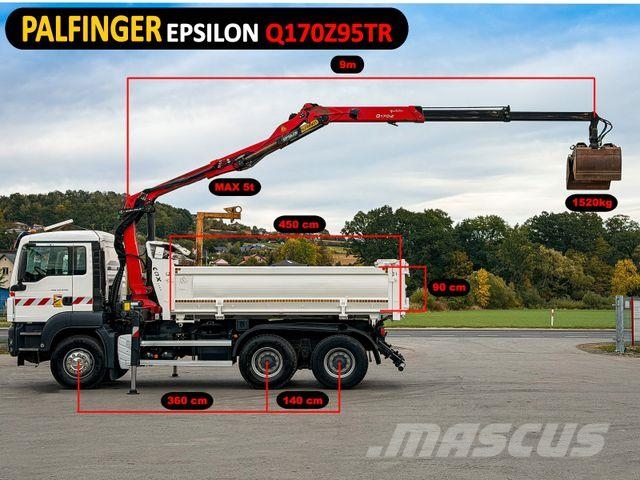 MAN TGS 33.440*KIPPER 4,50m+EPSILON Q170Z95 *6x4*TOP Żurawie samochodowe