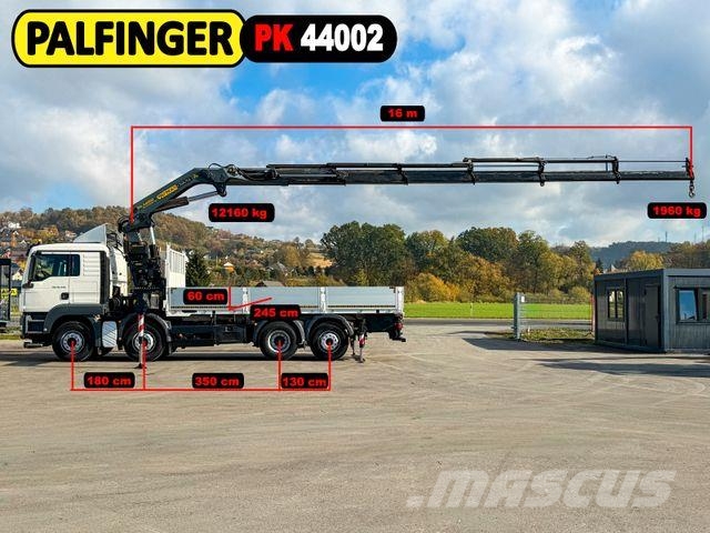 MAN TGS 35.440 * PALFINGER PK 44002 + FUNK * Camion plateau ridelle avec grue
