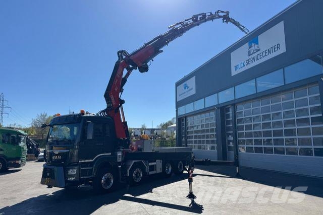 MAN TGS 35.480 8x4H Fassi 990-8 Flyjib& Troil Camion plateau ridelle avec grue
