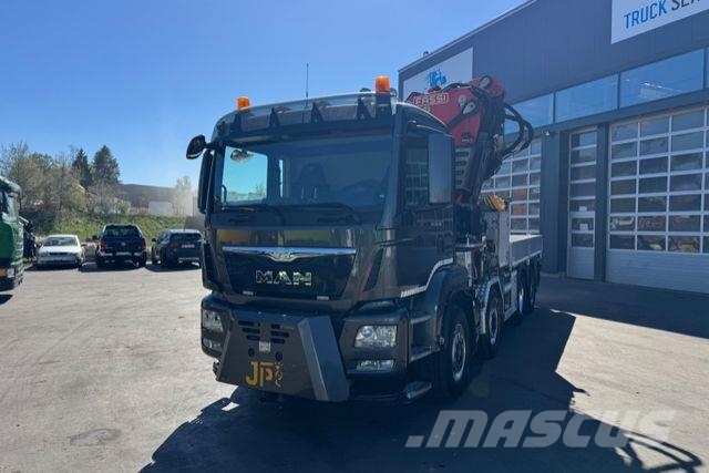 MAN TGS 35.480 8x4H Fassi 990-8 Flyjib& Troil Camion plateau ridelle avec grue