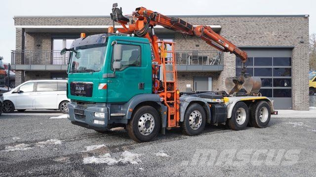 MAN TGS TGM 32.340 8x4 marchesi Kran Abrollkipper Treileri ar āķi