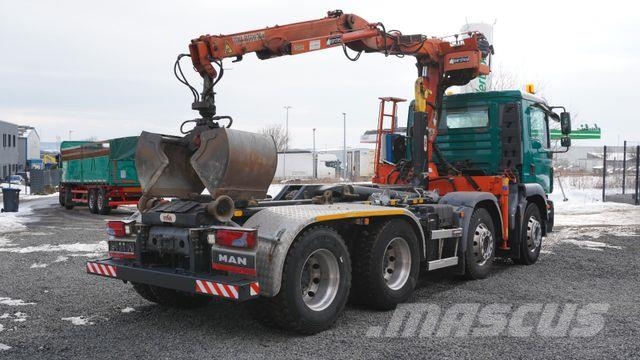 MAN TGS TGM 32.340 8x4 marchesi Kran Abrollkipper Treileri ar āķi