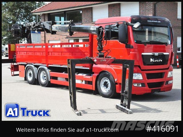 MAN TGX 26.400 LL, Hiab XS 166, Lenk-Liftachse, Flatbed / Dropside trucks