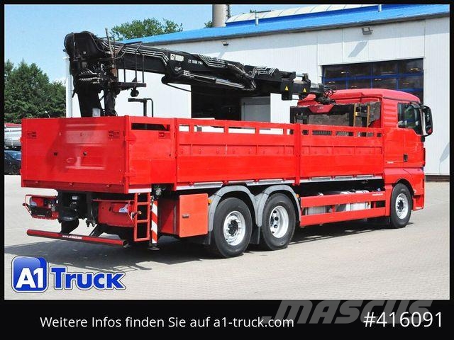 MAN TGX 26.400 LL, Hiab XS 166, Lenk-Liftachse, Flatbed / Dropside trucks