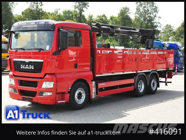 MAN TGX 26.400 LL, Hiab XS 166, Lenk-Liftachse, Flatbed / Dropside trucks