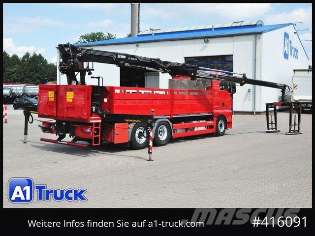 MAN TGX 26.400 LL, Hiab XS 166, Lenk-Liftachse, Flatbed / Dropside trucks