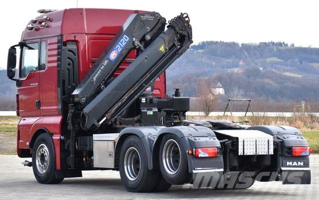 MAN TGX 28.480 Sattelzugmaschine + HMF 2120 K5/FUNK Automobiliniai kranai