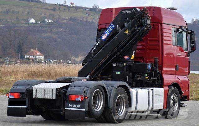 MAN TGX 28.480 Sattelzugmaschine + HMF 2120 K5/FUNK Automobiliniai kranai