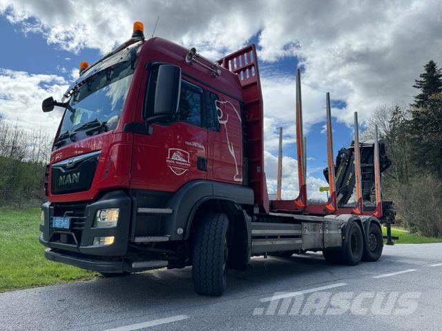MAN TGX 33.500 4X6 HOLZ KRAN ANHÄNGER Hout-Bakwagens
