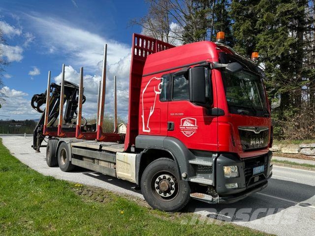 MAN TGX 33.500 4X6 HOLZ KRAN ANHÄNGER Hout-Bakwagens