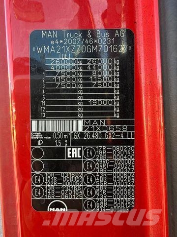 MAN TGX26.480BL/Baustoffwagen/Kran/HiabXS166K-2/Lenk Darus teherautók
