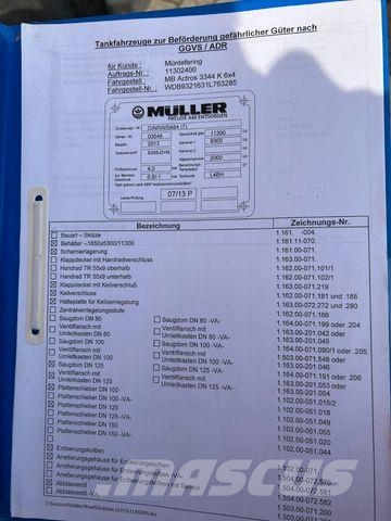 Mercedes-Benz 3344 Actros Saug-Druck Wagen Müller VMF 110EGH Vakuumski tovornjaki
