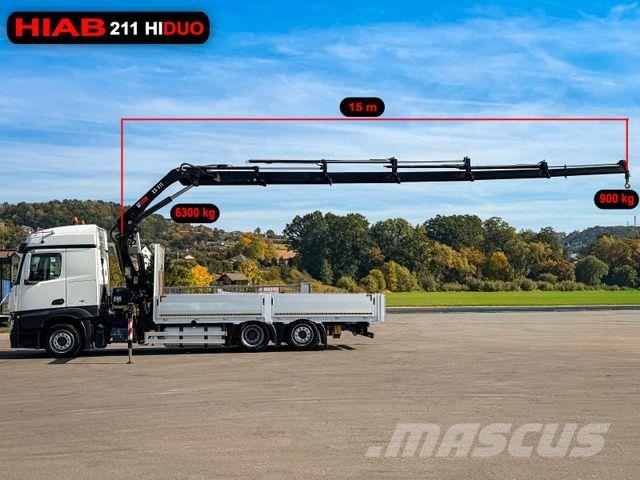 Mercedes-Benz ACTROS 2645 Pritsche 6,15 m + HIAB 211 EP-5 FUNK Автокрани