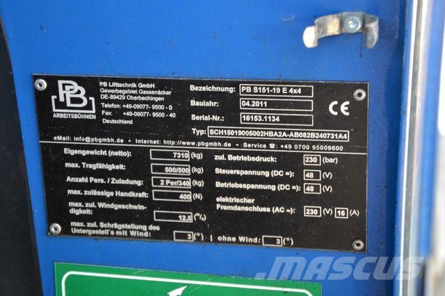 PB S151-19E 4x4 / AH 15,00 / Härtl Ehrenhain Plataformas con brazo de elevación manual