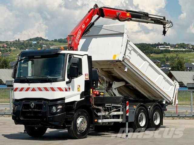 Renault C 380* KIPPER 5,20 m* KRAN/FUNK * TOPZUSTAND ! Vlakke laadvloer met kraan
