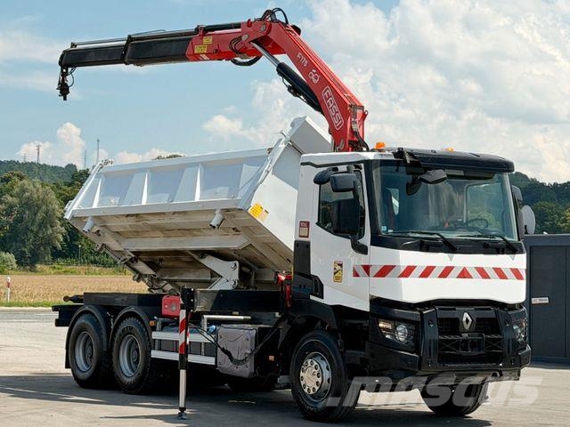 Renault C 380* KIPPER 5,20 m* KRAN/FUNK * TOPZUSTAND ! Vlakke laadvloer met kraan