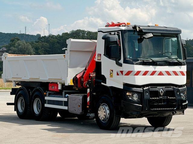 Renault C 380* KIPPER 5,20 m* KRAN/FUNK * TOPZUSTAND ! Vlakke laadvloer met kraan
