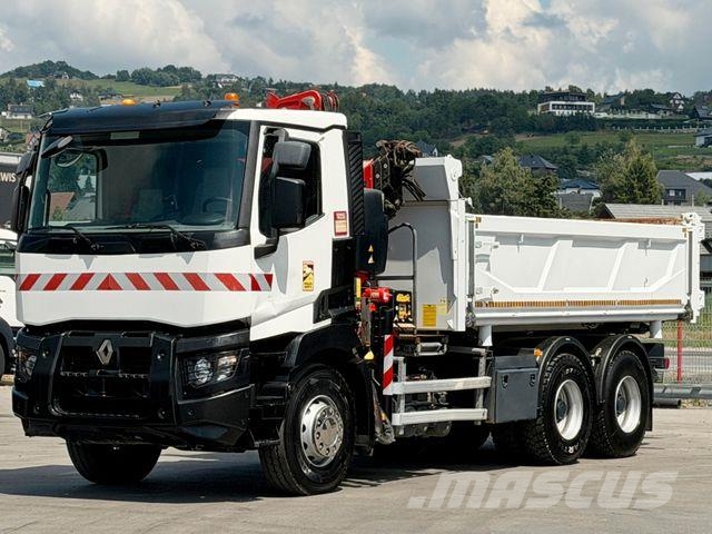 Renault C 380* KIPPER 5,20 m* KRAN/FUNK * TOPZUSTAND ! Vlakke laadvloer met kraan