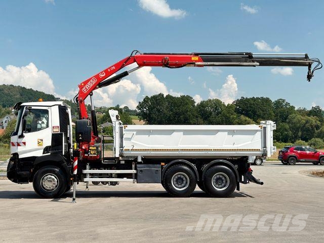Renault C 380* KIPPER 5,20 m* KRAN/FUNK * TOPZUSTAND ! Vlakke laadvloer met kraan