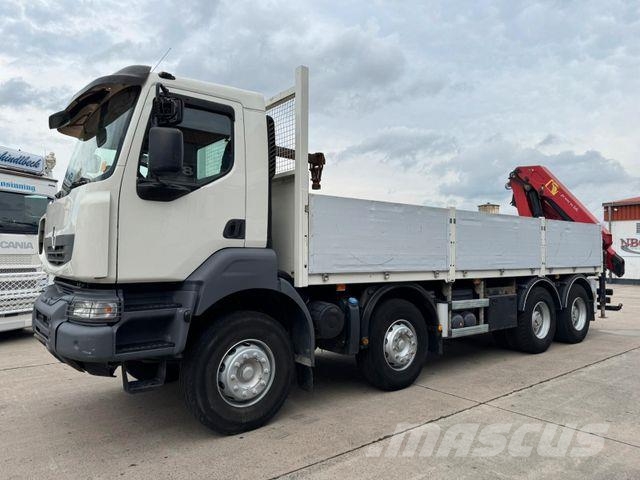 Renault KERAX 460 * PRITSCHE * HMF KRAN 10,2N M *8 X 4* Camiones plataforma