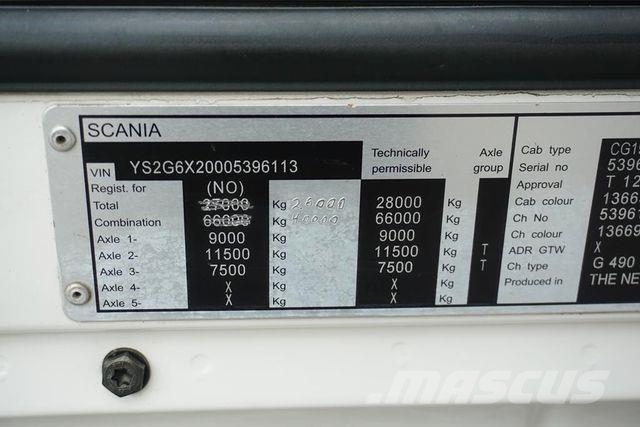 Scania G 490 / 6 X 2 / SKRZYNIOWY + HDS / HMF 3220 K7 / Vlakke laadvloer met kraan