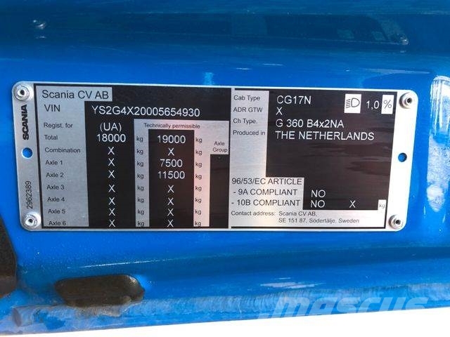 Scania G360 4x2 EURO 5 Шасі з кабіною