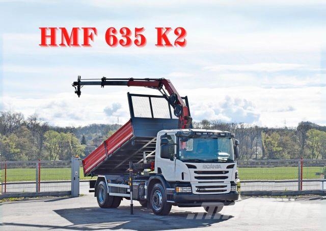Scania P 250* Kipper 4,75m * HMF 635 K2 + FUNK * TOP Camioane cu macara