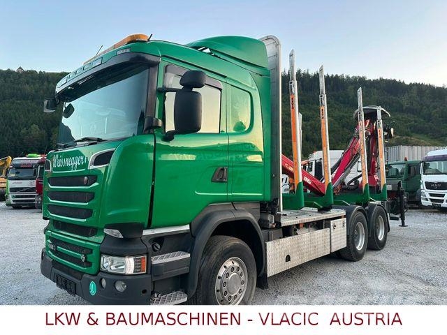Scania R 580 V8 mit kran PENZ 12Z baujahr 2017 Holztransporter