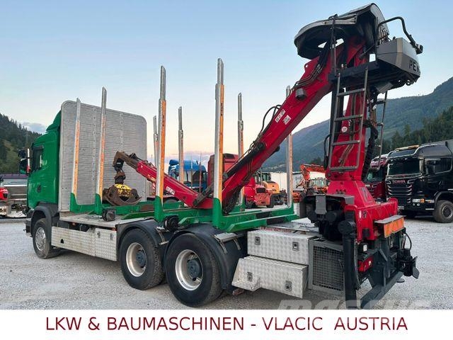 Scania R 580 V8 mit kran PENZ 12Z baujahr 2017 Holztransporter