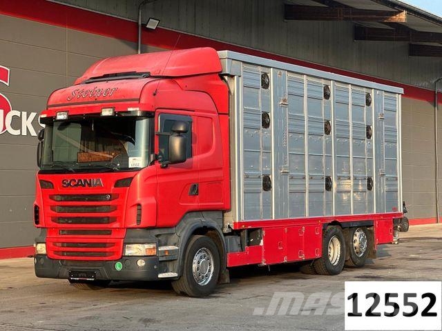 Scania R420 6x2 LL 3.Stock FINKL Viehw. + Hubdach+Rampe شاحنات نقل الحيوانات